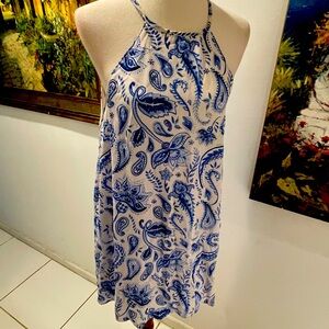 Show me Your MuMu Blue / White Paisley Halter Mini Dress Size M